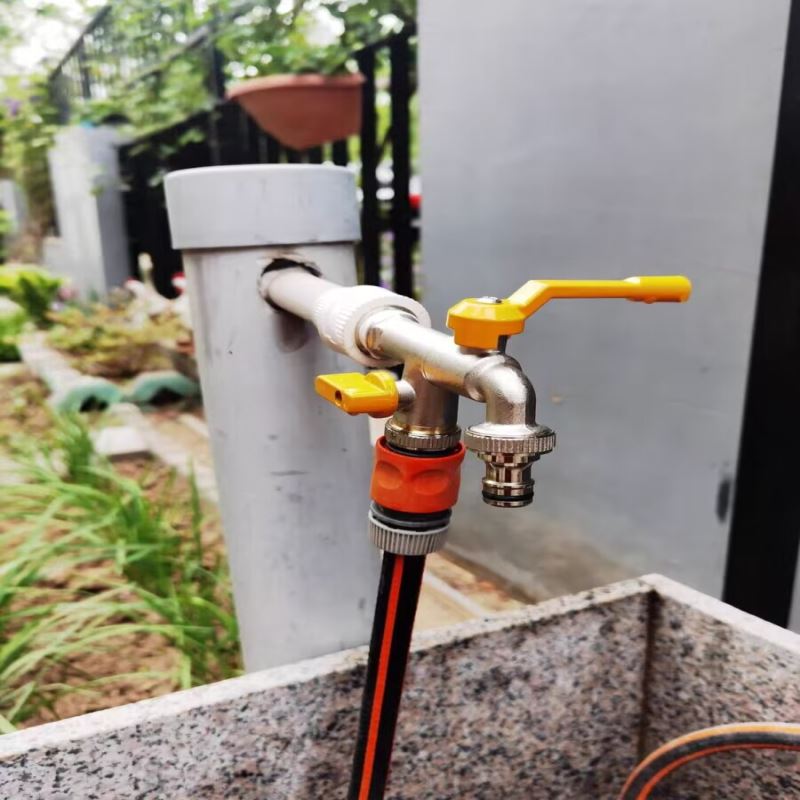 4分全铜户外自来水龙头防冻一进二出庭院花园双出水室外浇花龙头