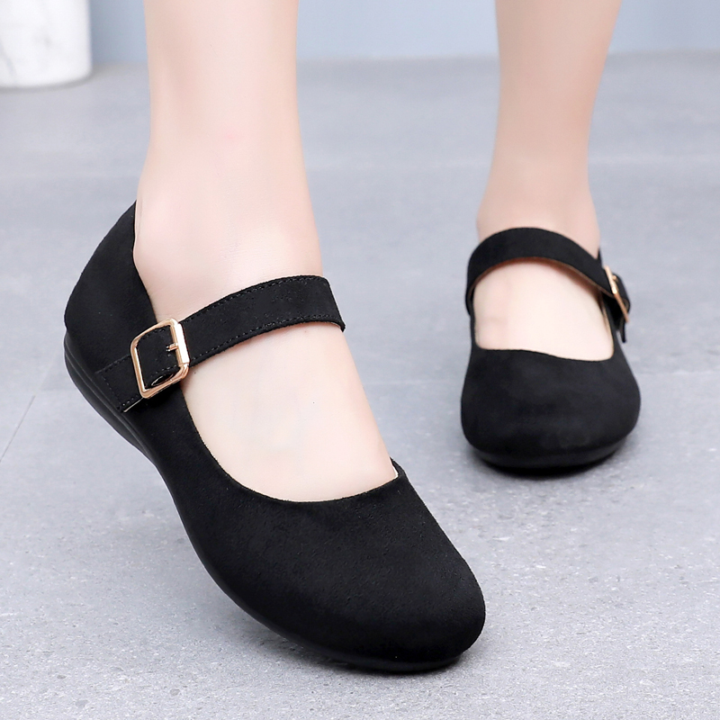 老北京布鞋软底防滑一字扣工作鞋