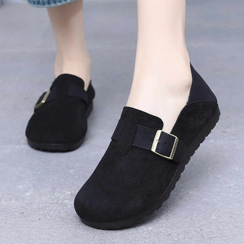 老北京布鞋女春秋新款平底单鞋豆豆鞋一脚蹬黑色工作鞋软底不累脚,女鞋,传统布鞋,淘宝优惠券,粉丝福利购,淘宝优惠卷