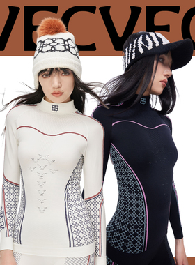 VECVEC滑雪速干衣女运动单双板针织内衣一体织紧身保暖排汗打底衣