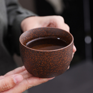 窑变岩苔烧茶杯功夫茶具单杯客杯家用品茗杯陶瓷茶杯主人杯品茗杯