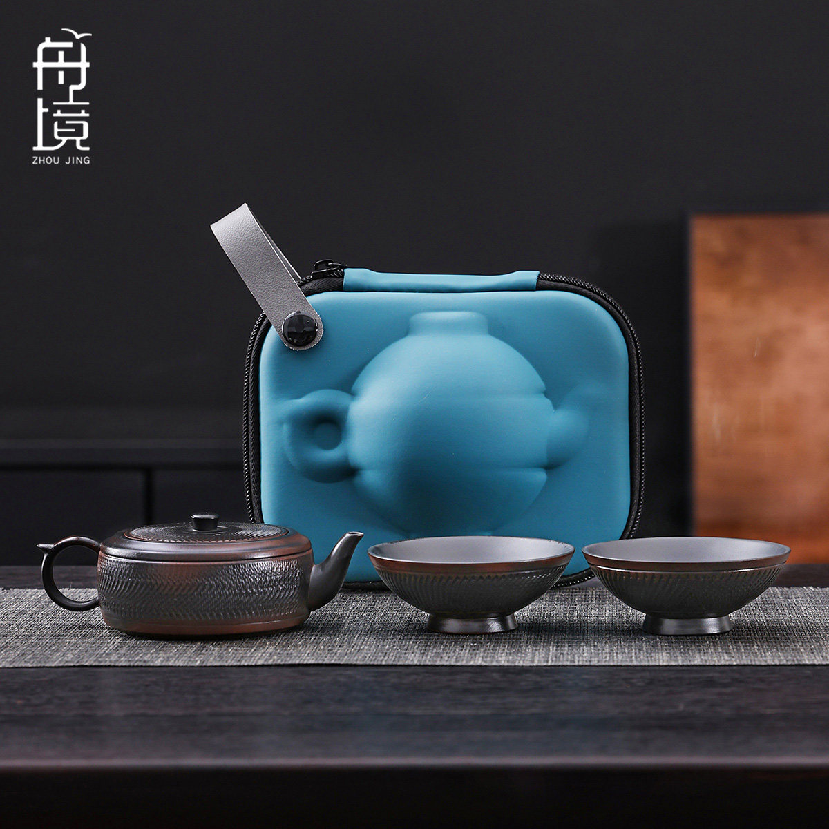 紫陶跳刀三才盖碗泡茶碗三泡台手抓防烫手带盖子高档茶具茶杯家用
