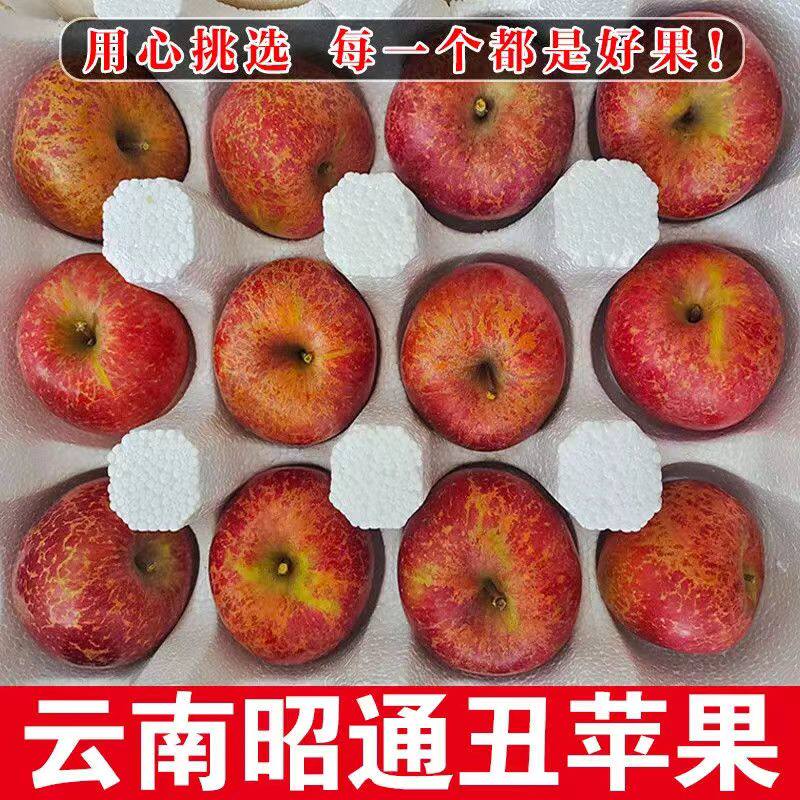 云南昭通市丑苹果水果当季5斤富士糖心苹果红露绍通包邮整箱好吃