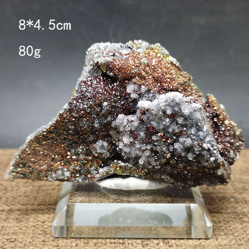 天然方解石彩硫铁共生原石矿物晶体标本观赏摆件科普教学