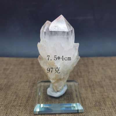 天然白水晶骨干晶簇摆件 菠萝晶花白晶牙能量石原石矿标消磁矿标