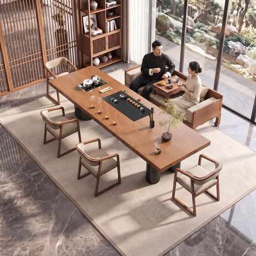 宋代美学实木大板茶桌椅禅意茶台