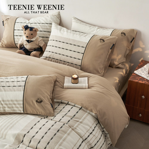 TeenieWeenie全棉色织床单四件套2026热卖纯棉提花被套床笠床品