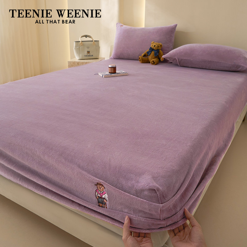 TeenieWeenie香芋紫色牛奶绒床笠单件冬季加绒床套加厚珊瑚绒床罩,床上用品,床笠,淘宝优惠券,粉丝福利购,淘宝优惠卷