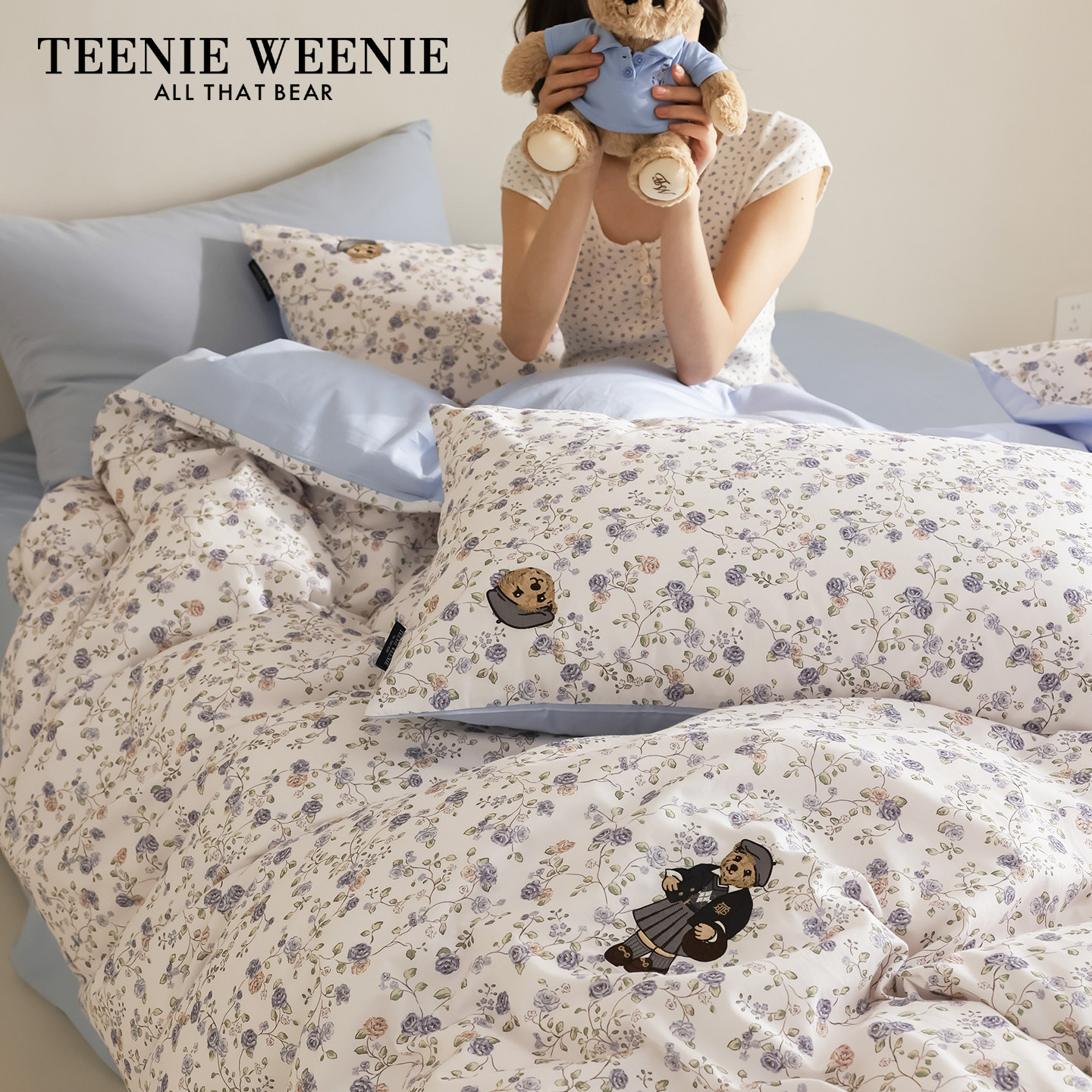 TeenieWeenie磨毛四件套全棉纯棉秋冬床单床笠加厚保暖被套三件套,床上用品,床品套件/四件套/多件套,淘宝优惠券,粉丝福利购,淘宝优惠卷