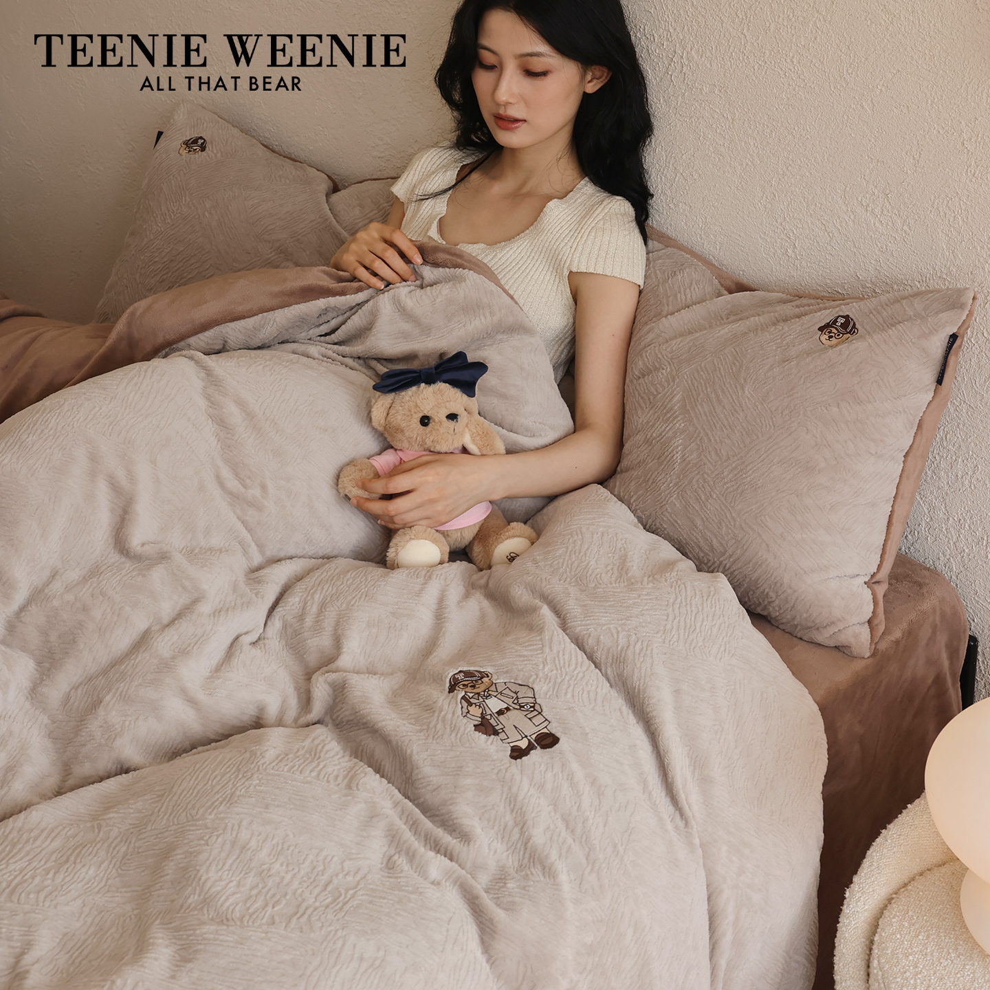 TeenieWeenie小熊牛奶绒四件套