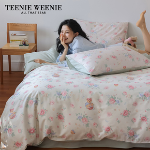 TeenieWeenie小熊田园风全棉印花四件套100纯棉床单被套1.8m床笠