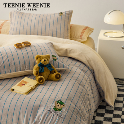 TeenieWeenie母婴级牛奶绒四件套秋冬款保暖珊瑚绒宝宝绒床单被套