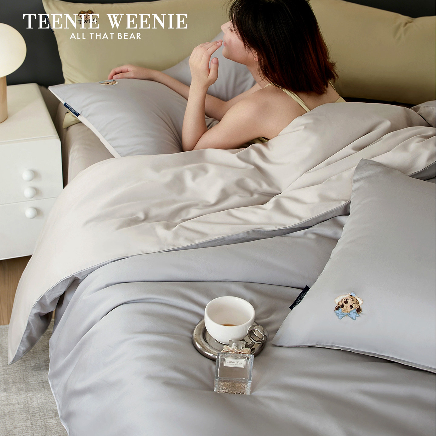 TW小高档酒店60S长绒棉贡缎灰色四件套丝滑全棉卧室裸睡被套床单,床上用品,酒店床品套件,淘宝优惠券,粉丝福利购,淘宝优惠卷