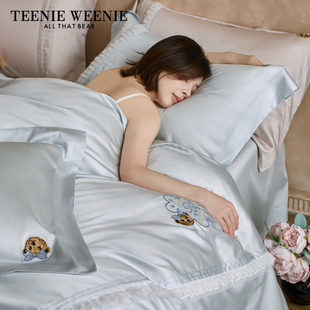 TeenieWeenie小熊A类莱赛尔天丝棉四件套长绒棉高级感床单被套罩
