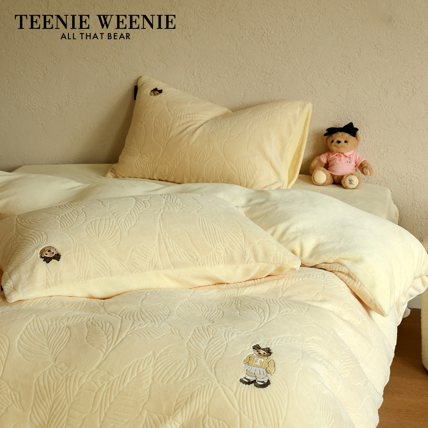 TeenieWeenie牛奶绒被套单件秋冬季加绒珊瑚绒法兰绒四件套被罩
