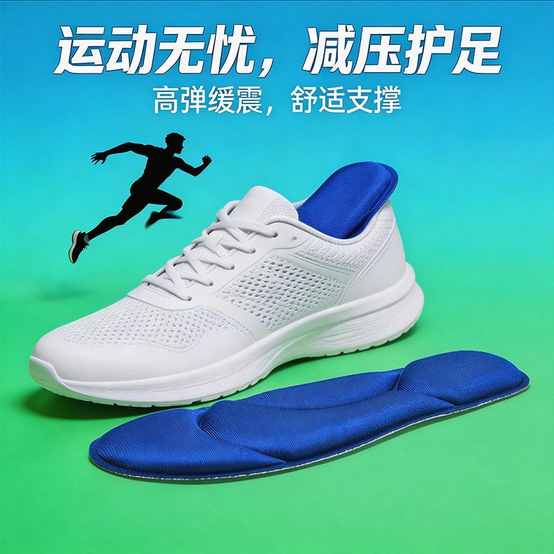 运动鞋鞋垫大码男舒适支撑跑步软弹气垫高弹缓震减压护足四季通用