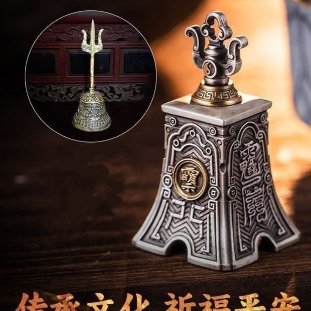 三清铃仿古国潮复古风黄铜手工铃铛钥匙扣汽车挂件背包吊坠