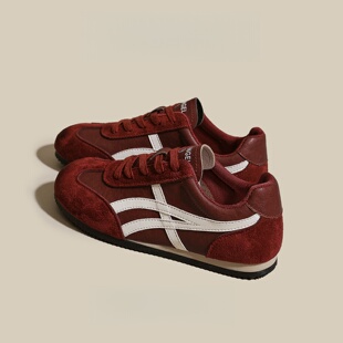 三福爆款复古德训鞋女2025年新款春秋平底休闲板鞋运动小白阿甘鞋