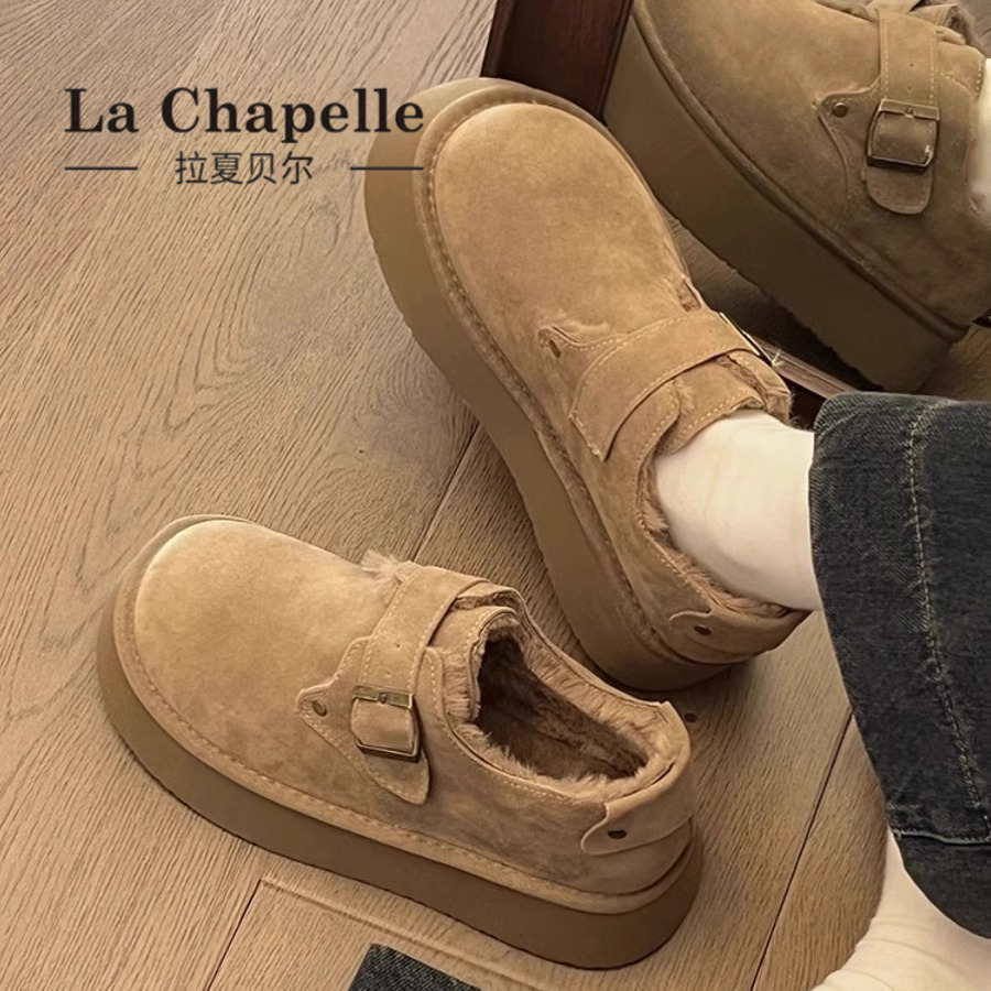 拉夏贝尔雪地靴女冬季加绒勃肯鞋