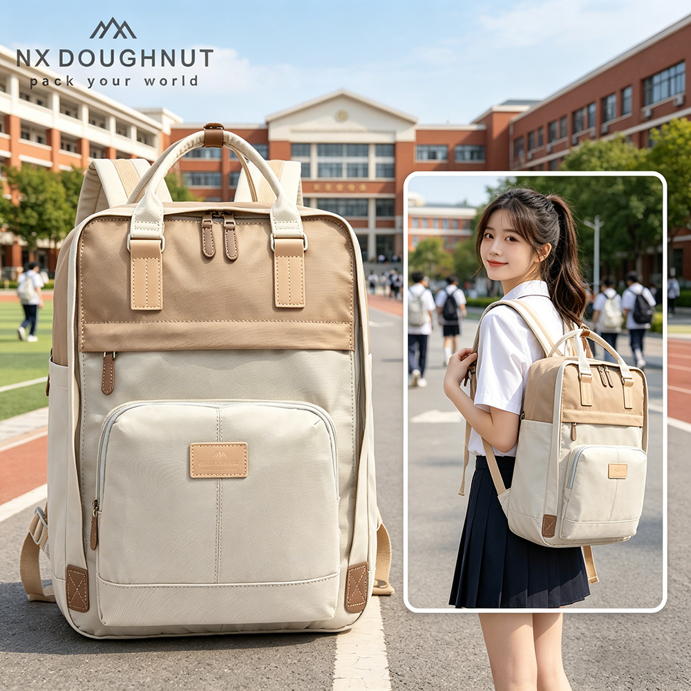 NX DOUGHNUT甜甜圈双肩包初高中大学生书包电脑包旅行背包登山包