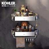 浴室304不锈钢可卸置物架卫生间壁挂免打孔双层收纳架墙上转角架