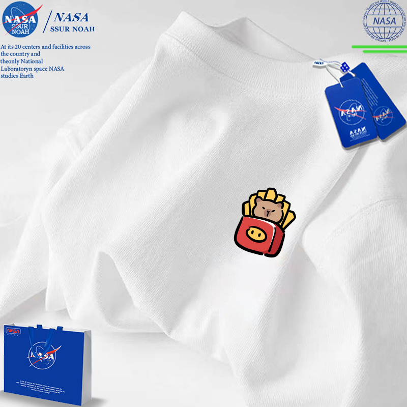 NASA薯条卡皮巴拉短袖T恤男女2025新款夏季潮流简约小众纯棉体恤