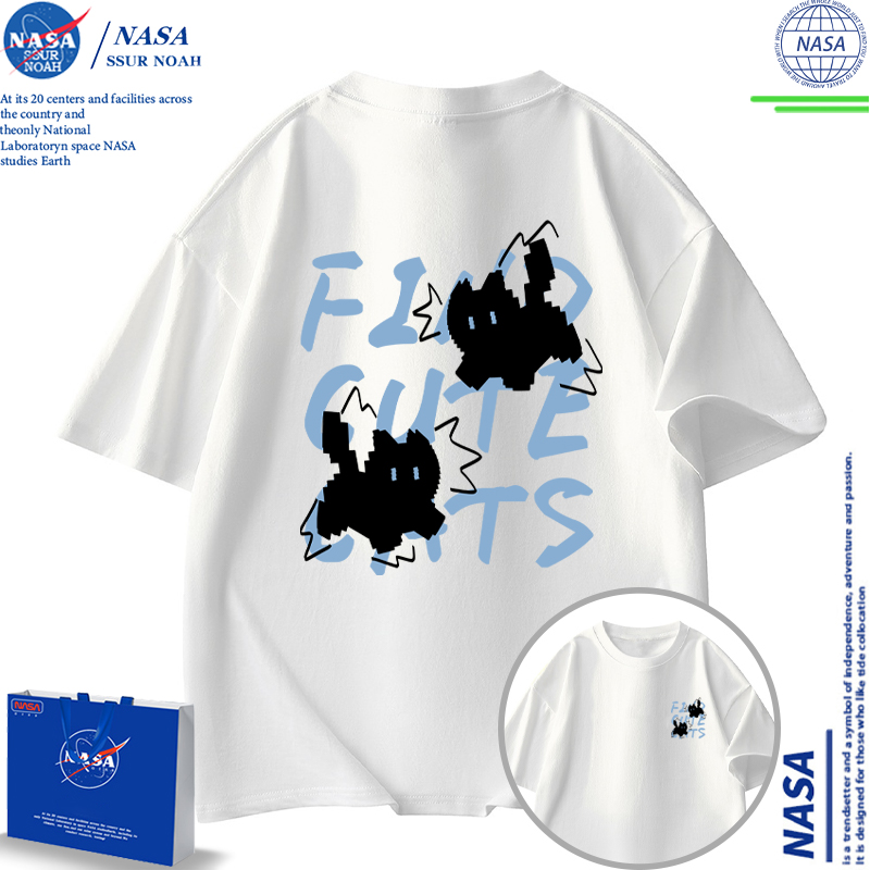 NASA闪电猫咪短袖t恤男女爆款