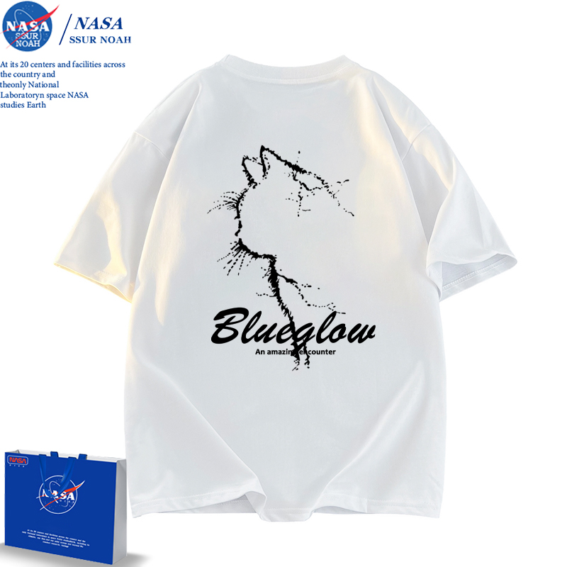 美式猫咪短袖t恤男女同款夏季