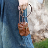 岩牛牛皮钥匙口红包手串包收纳包单肩斜挎小众文玩复古质感小包女