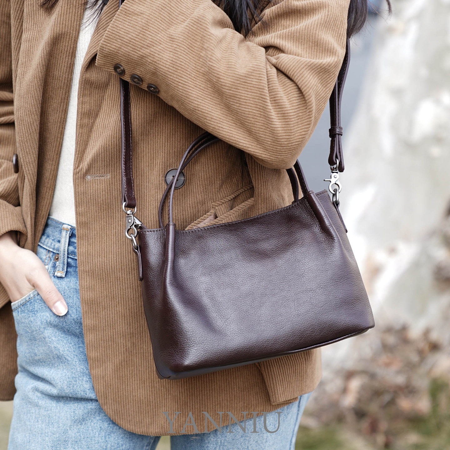 岩牛树膏牛皮菜篮子包2026拉链手提款单肩包手拎包小众真皮托特包,箱包皮具/热销女包/男包,通用款女包,淘宝优惠券,粉丝福利购,淘宝优惠卷