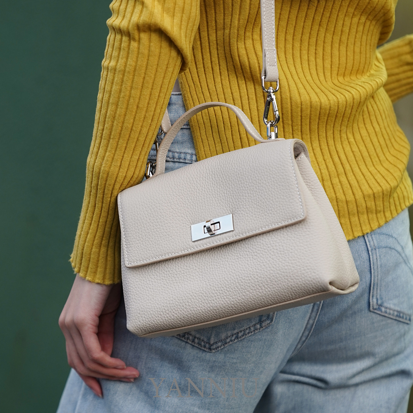 岩牛TC纹真皮凯丽包轻奢女士简约2025新品百搭时尚单肩斜跨高级感,箱包皮具/热销女包/男包,通用款女包,淘宝优惠券,粉丝福利购,淘宝优惠卷