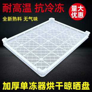 塑料单冻器加厚烘干盘食品收纳蓝冷冻库晾晒盘浅筐塑料长方形晒筐