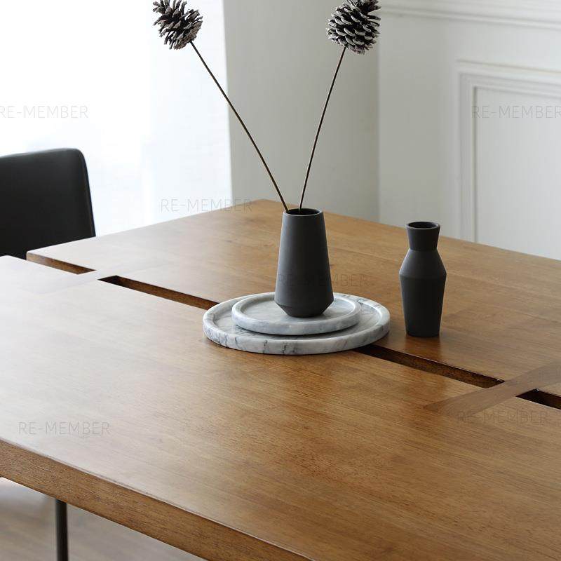 新款直销北欧美式复古简约铁艺长方形原木饭桌餐厅实木餐桌椅咖啡