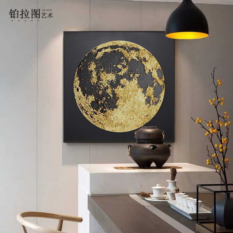 新款直销抽象装饰画现代简约餐厅挂画几何客厅酒店客房书房金箔壁图片