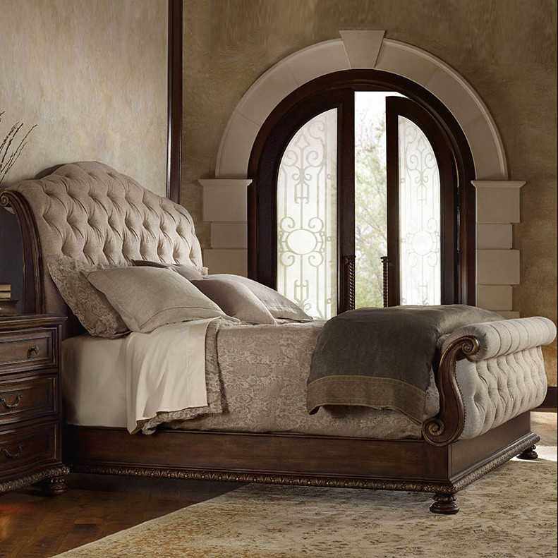 新款直销美式复古双人床布艺法式乡村欧式雕花大卧室别墅民宿高端