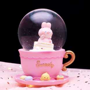 pig宅宅可爱小猪水晶球音乐盒创意杯子造型八音盒装 直销koni 新款