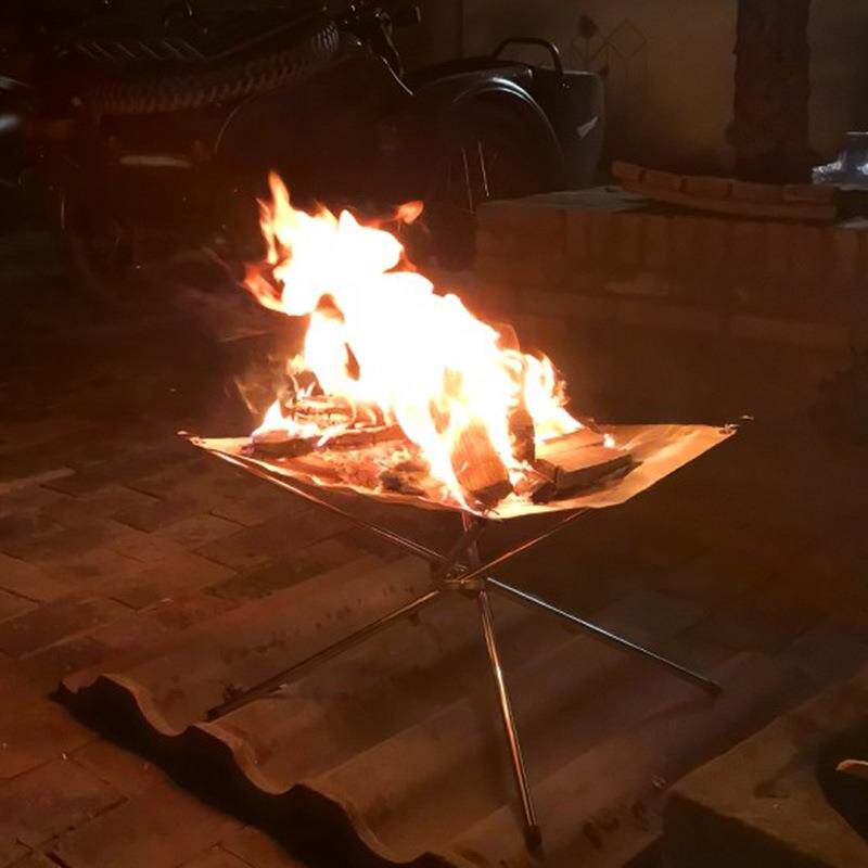 新款直销户外不锈钢焚火架便携式折叠柴火支架野营烧烤网架点碳生