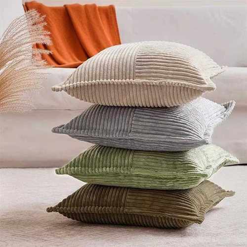 新款直销INS北欧灯芯绒飞边抱枕客厅沙发简约现代纯色靠垫套床头