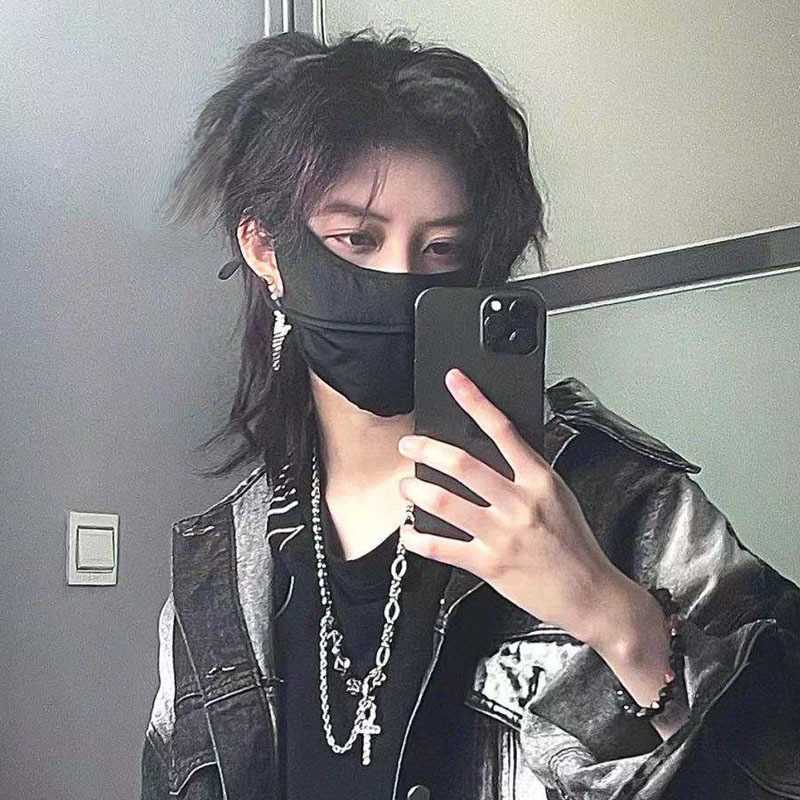 新款直销假发男女鲻鱼狼尾武士头中性蓬松自然高温丝全头套式现货