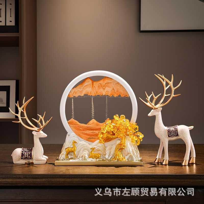 新款直销创意摆件发财树流沙画客厅酒柜办公室装饰品乔迁新居礼品图片