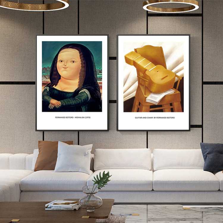 新款直销Q胖版蒙娜丽莎餐厅装饰画玄关可爱人物酒店竖版挂画卧室