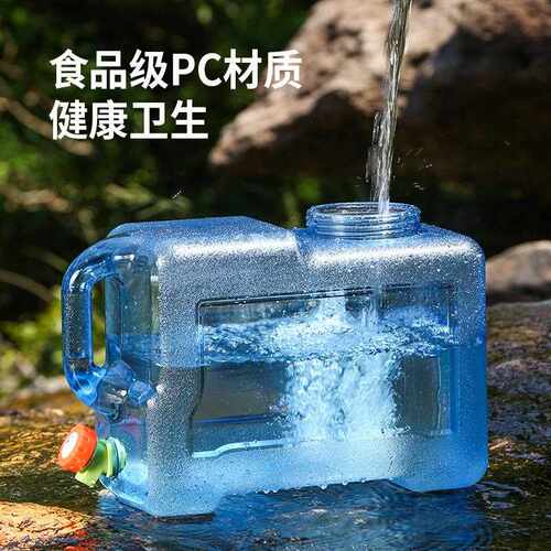 新款直销5L户外方桶带水龙头纯净水桶家用饮水桶食品级PC车载桶装