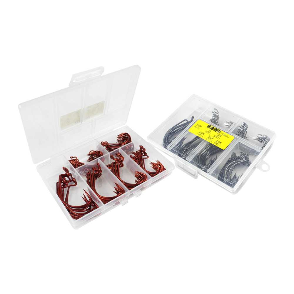 新款直销猎高 曲柄钩套装路亚海钓矶钓100枚入鱼钩宽腹跨境渔具垂