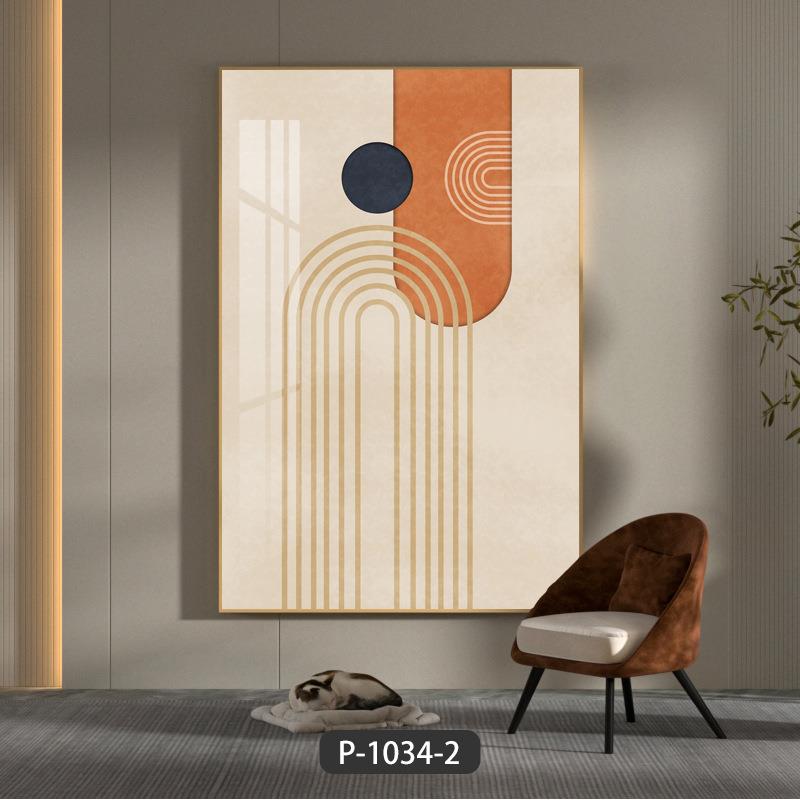 新款直销入户玄关竖版装饰画简约欧式客厅走廊壁画线条抽象晶瓷镶图片