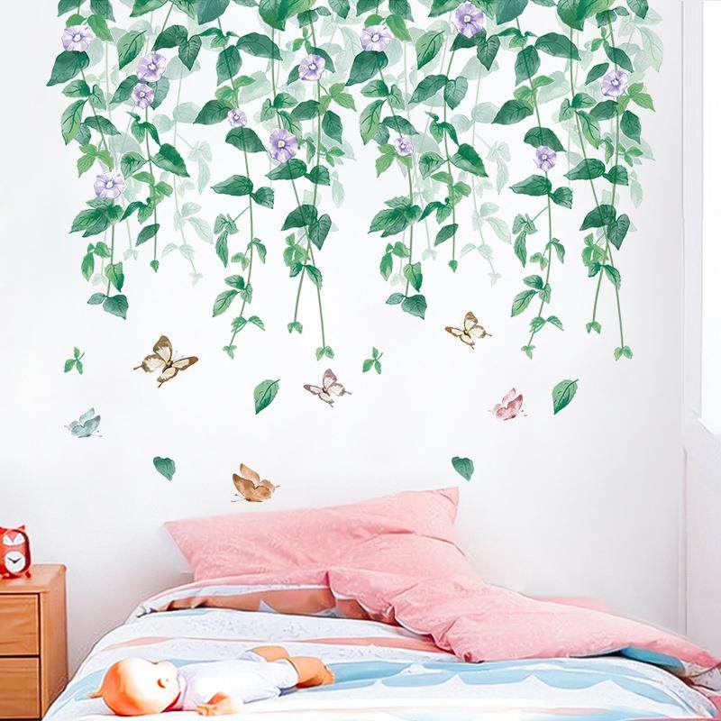 新款直销清新绿叶墙贴客厅电视沙发背景墙贴卧室床头贴画墙角贴踢