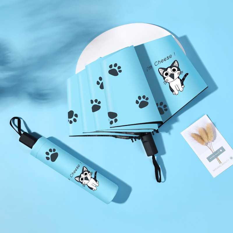 新款直销创意三折卡通儿童防晒晴两用雨伞女广告小清新折叠遮阳黑