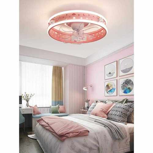 新款直销卡通儿童房吸顶灯女孩 粉色女童房卧室风扇灯 男童房全光