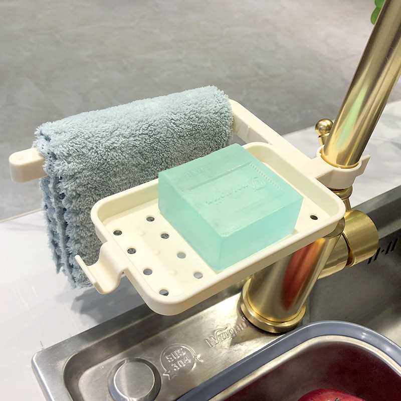 新款直销浴室厨房水龙头沥水置物架收纳架水槽海绵抹布沥水架日式