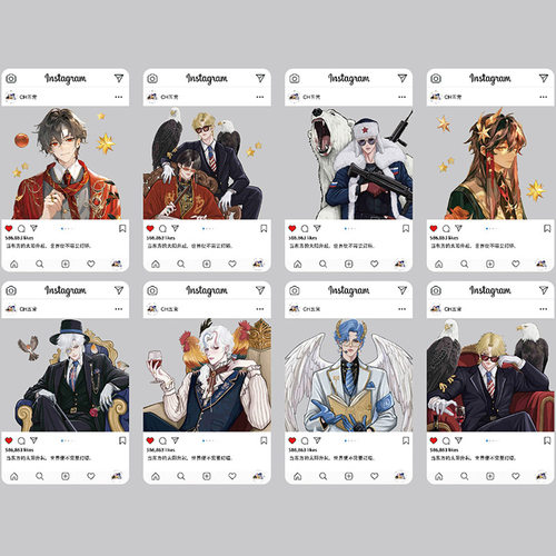 CH五常透卡动漫美俄瓷英法国拟系列同款二次元周边自印透卡明信片