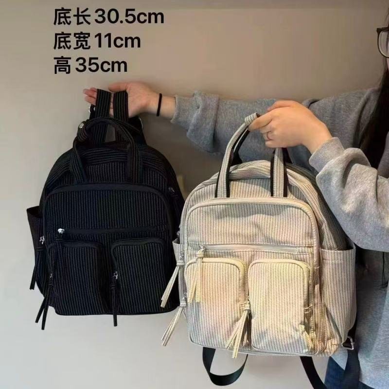 2026新款复古条纹大容量手提书包双肩背包男软皮中古风旅行包包女,箱包皮具/热销女包/男包,双肩背包,淘宝优惠券,粉丝福利购,淘宝优惠卷